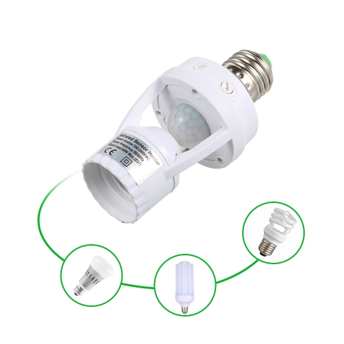 E27 Zócalo de base sensible del sostenedor de la lámpara del bulbo del sensor de movimiento de PIR