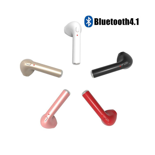 i7 bluetooth earphones single wireless stereo retail package in-ear music cordless headphones for iphone 7 8 android
