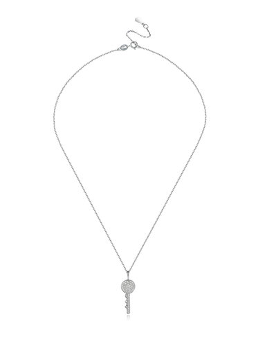 Silver Geometry 925 Sterling  Kinky Key Pendant Necklace