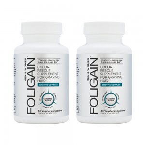 Foligain Grey Hair Supplement - Natural Unisex Color Rescue For Greying Hair - 60 Capsules - 2 Packs