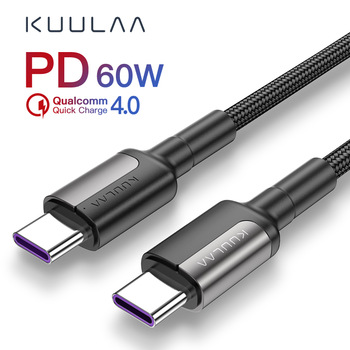 KUULAA USB Type C to USB Type C Cable For Xiaomi Redmi Note 8 7 60W PD QC 4.0 Quick Charge USB-C Cable For Samsung Galaxy S10 S9