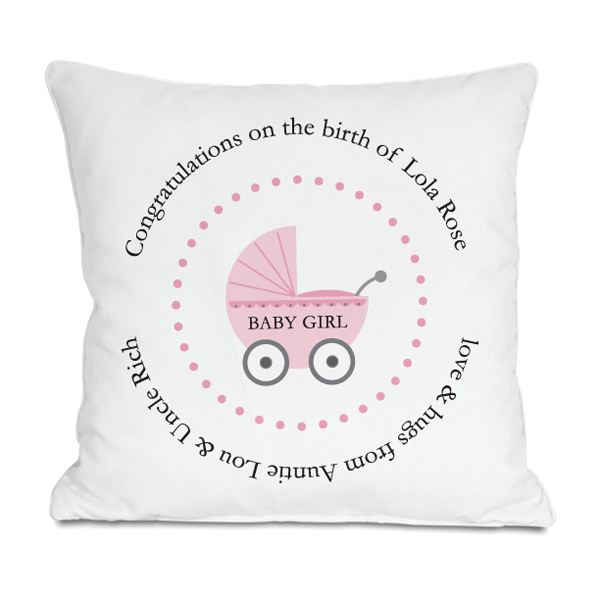 Personalised Baby Girl Birth Cushion