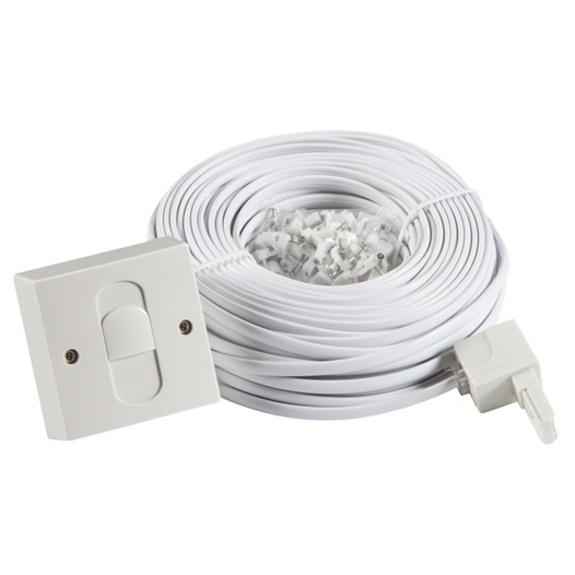 Telephone Extension Kit (15 Metre Cable, Adaptor, Slave Socket & Clips)