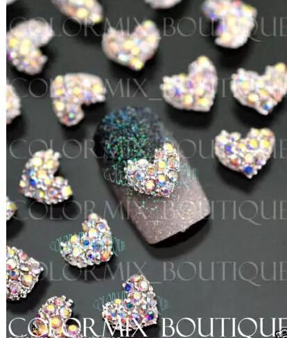 new arrival ab heart alloy rhinestone nail art nail stickers decals manicure diy accessories made in china
