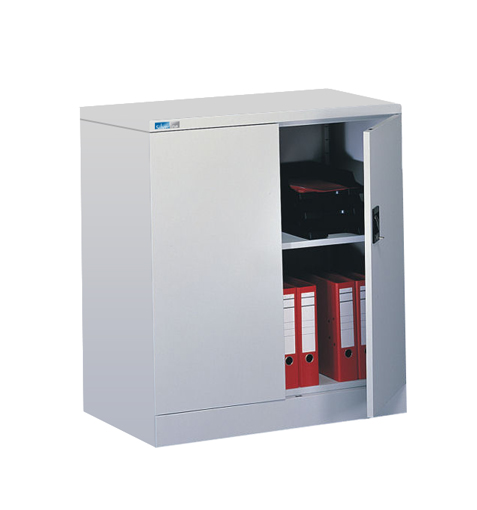 Metal Storage Cupboard 1020mm Satin White - Lockable 1 Free Shelf