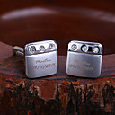 Personalized Gift Squared Engraved Cufflinks with Rhinestone