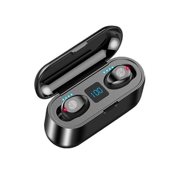 F9 TWS Wireless Earphones Bluetooth V 5.0 Earbuds Microphone Sport LED Digital Power Display Headset Noise Reduction Fingerprint Touch Headphones for Cell Phone