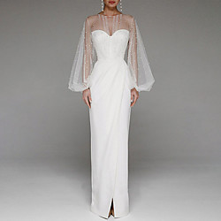 Sheath / Column Empire Elegant Wedding Guest Formal Evening Dress Jewel Neck Sleeveless Floor Length Stretch Fabric with Beading Splicing 2021 Lightinthebox