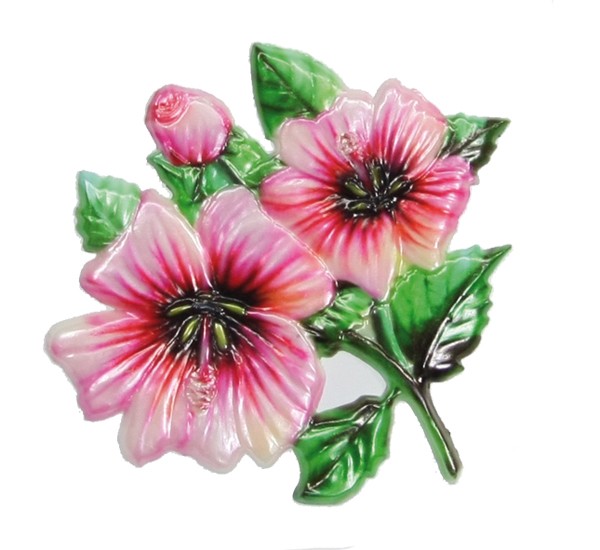 Wachsornament Stockrose, farbig, geprägt, 8 x 8 cm