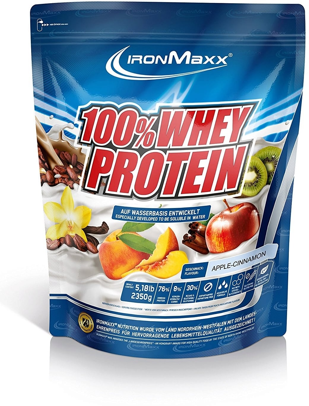 ironMaxx 100% Whey Protein 2350g Beutel - Apfel-Zimt