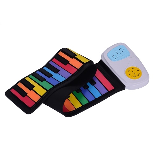 49 Touches Rainbow Roll-Up Piano Clavier Électronique Coloré Silicon Keys Haut-Parleur Intégré Musical Education Jouet pour Enfants Enfants