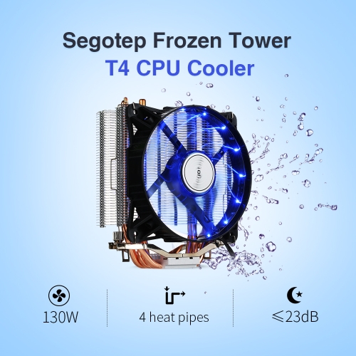 4 Heatpipes Segotep T4 Frozen Tower Cooling System CPU Cooler  LED Lights for Intel/ AMD