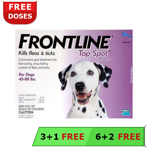 Frontline Top Spot Large Dogs 45-88lbs (Purple) 3 + 1 Free Pipette