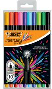 BIC Fineliner Intensity Fine, 10er Kunststoffetui metallgefasste Spitze, wasserbasierte Tinte, - 1 Stück (953034)