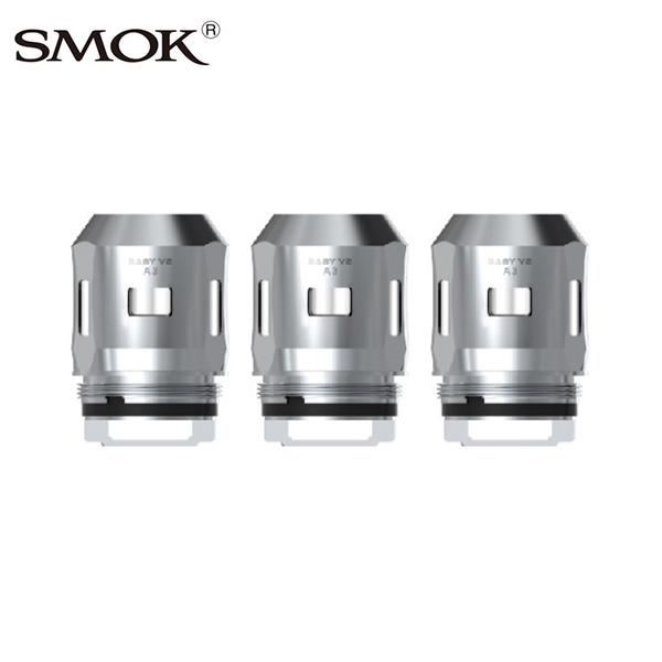 3 x Smok Baby V2 A3 Triple Coil 0.15ohm 60W-100W Replacement Coil Head (3pcs-Pack) - Silver Stainless SS
