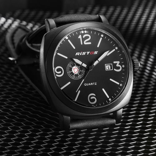 RISTOS Fashion Military Men Watches 3ATM Water-resistant Quartz Casual Man Wristwatch Calendar