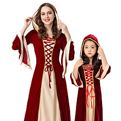 outlander cosplay rétro robe de vacances médiévales correspondant à des tenues de famille costume de sorcière fête de bal enfant adultes femmes festival d'halloween/vacances drak velours rouge facile Lightinthebox