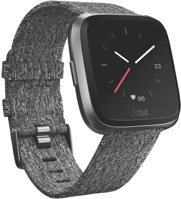 Fitbit Versa - Special Edition - schwarz - intelligente Uhr mit gewobenes Armband - dunkelgrau - Bluetooth, NFC (FB505BKGY-EU)