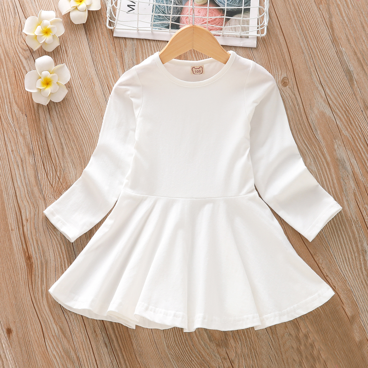 Baby/ Toddler Girl's Solid A-line Long-sleeve Dress