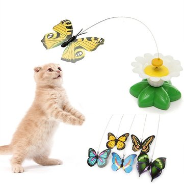 Creative Funny Pet Cat Kitten Toys Electric Rotating Butterfly Pet Cat Teaser Play Toy
