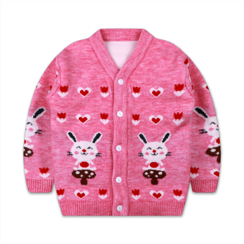 Baby / Toddler Girl Sweet Bunny Print Warm Knitwear