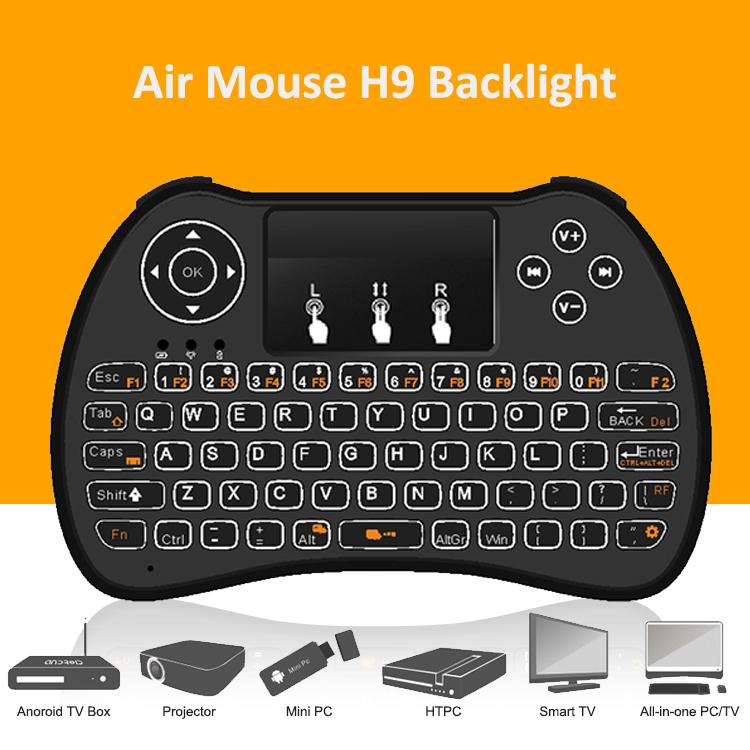 Wireless Keyboard H9 Backlit Keyboards Fly Air Mouse Multi-Media Remote Control Touchpad Handheld For S905X X96 TV BOX Android Mini PC