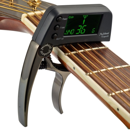 Aleación de aluminio multifuncional de TCapo20 Capo 2 en 1 Guitar Tuner con pantalla LCD de bajo cromática guitarra acustica a electrica Normal de Folk
