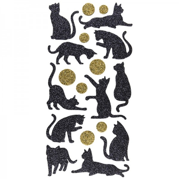 Moosgummi-Sticker, Katzen, 20cm x 10cm, mit irisierendem Glitzer
