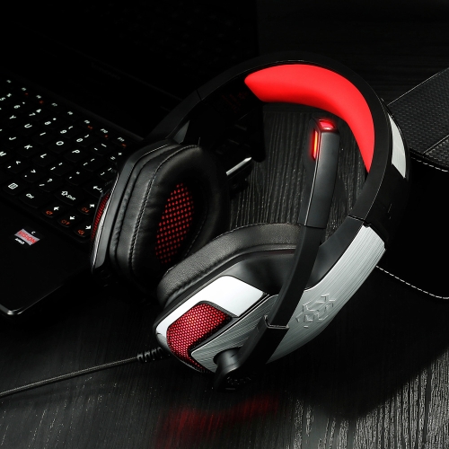 Hunterspider V-4 3,5 mm Wired Gaming Headsets Über Ohr Kopfhörer Noise Cancelling Kopfhörer mit Mikrofon LED-Licht Lautstärkeregler Rot für PC Laptop PS4 Neue XBOX ONE