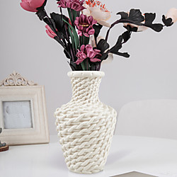 Vase en plastique contenant de composition florale humide et sèche décoration florale nordique imitation vase en rotin Lightinthebox