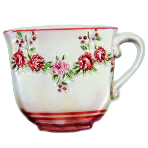 Wachsornament Tasse mit Blumenzierde, 4,5 x 6 cm, Design 5