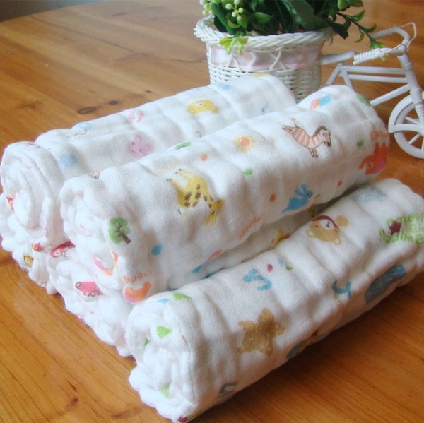 Handkerchief Non fluorescent washing six layer square gauze handkerchief born saliva baby towel 30cm