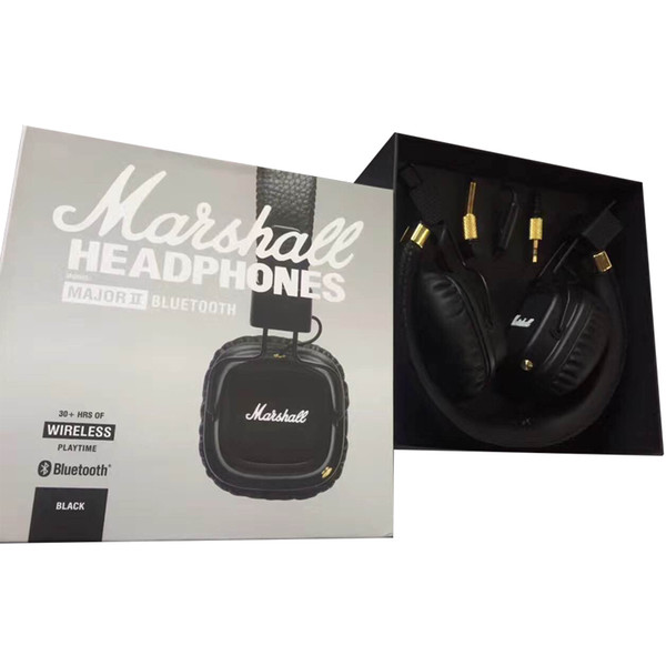 marshall major ii 2.0 bluetooth wireless headphones in black dj studio headphones deep bass noise isolating headset for iphone samsung