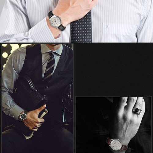SYNOKE Business Simple élégant hommes montre-bracelet en cuir véritable sangle occasionnel habille hommes montre à Quartz avec Date