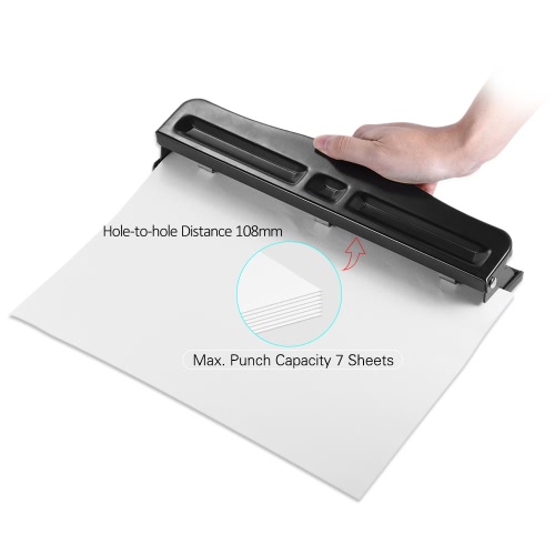 Adjustable 2-3 Hole Punches Office Desktop Paper Punch Precision Pro Low Force 7 Sheets Capacity Black