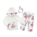 bebê Para Meninas Diário Floral Estampado Manga Longa Padrão Padrão Algodão / Poliéster Conjunto Branco / Fofo