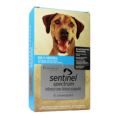 Sentinel Spectrum Blue For Dogs 50.1-100 Lbs 6 Chews