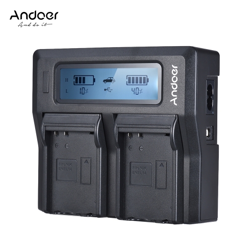 Andoer ENEL14 Dual Channel LCD Camera Battery Charger for Nikon D5600 D5500 D5300 D5200 D5100 D3100 D3200 D3300 D3400