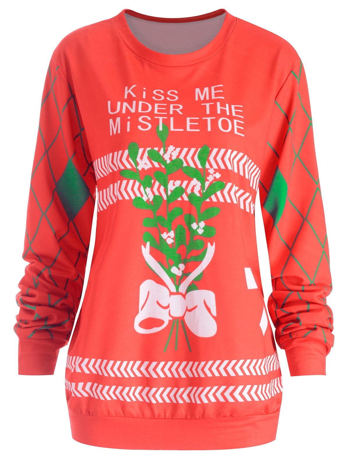 Plus Size Christmas Bowknot Letter Print Sister Sweatshirt