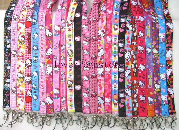 wholesale 100 Pcs Mixed Hello Kitty mobile Phone lanyard Keychain straps charms