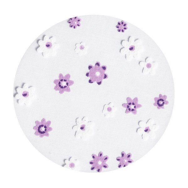 Organza-Kreise, Ø6cm, 50 Stück, Kleine Blüten, violett/weiß