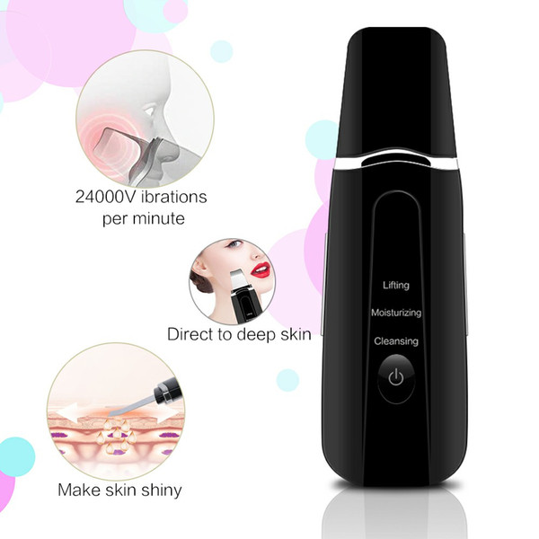 ultrasonic skin scrubber deep cleaning skin machine facial pore cleaner acne blackhead remover wrinkles anti-aging face skin
