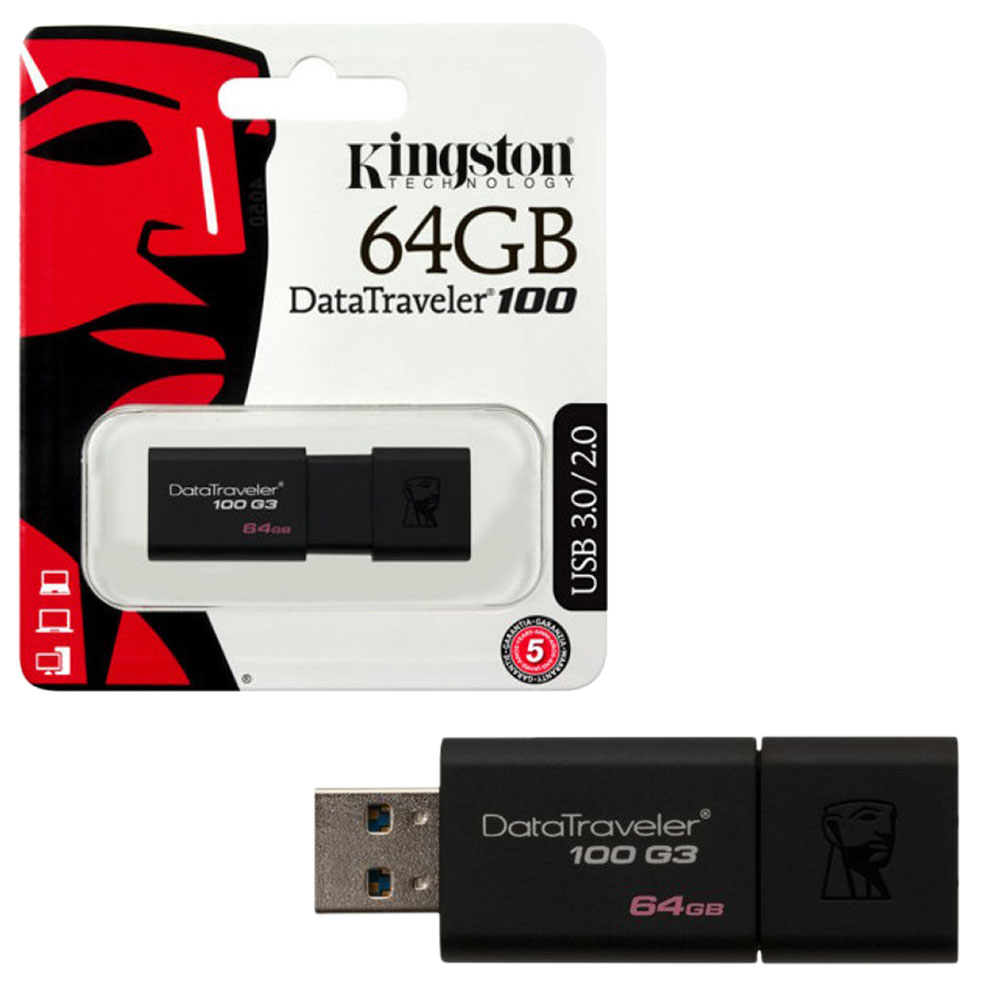 Kingston Data Traveler 100 G3 USB 3.0 Flash Drive Memory Stick Up to 100M/Bs - 64GB