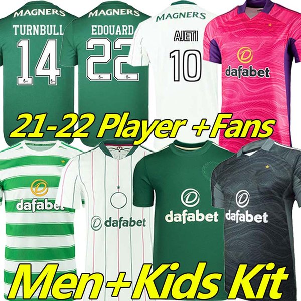 Fans Player version 21/22 Celtic Soccer Jerseys MCGREGOR GRIFFITHS 2021 2022 DUFFY FORREST CHRISTIE EDOUARD Elyounoussi Turnbull Men Kits Kit football uniforms