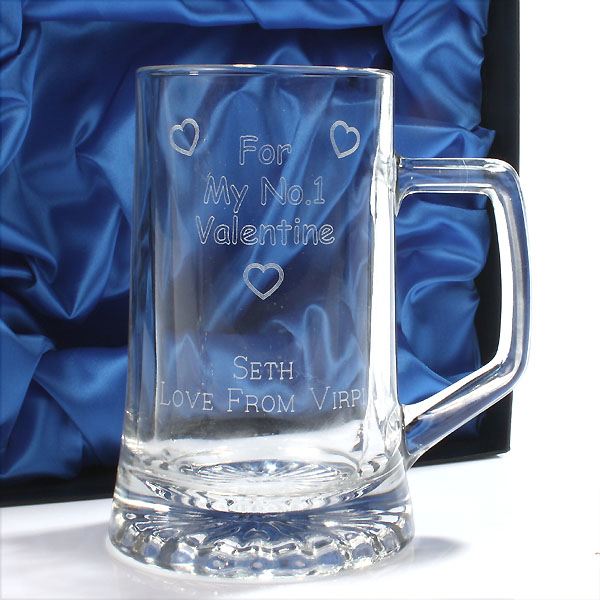 No.1 Valentine Personalised Crystal Pint Tankard Standard Delivery