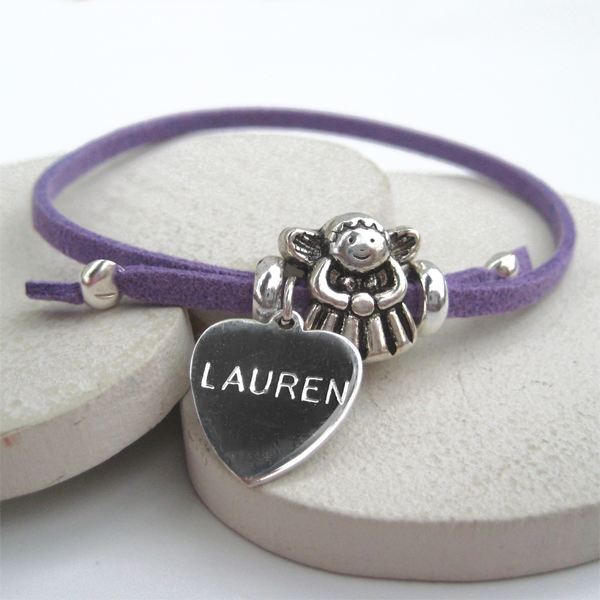 Engraved Fairy Suede Bracelet