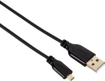 Hama - USB-Kabel - Mini-USB, Typ B (M) bis USB (M) - USB2.0 - 75cm - geformt - Schwarz (00074249)