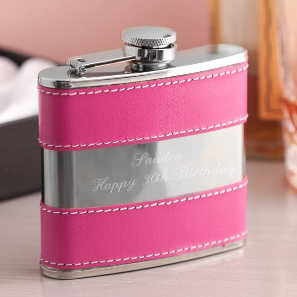 Personalised 5oz Pink Hip Flask