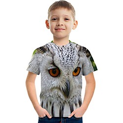Enfants Garçon T-shirt Tee-shirts Manches Courtes 3D effet Graphique Animal Marron Enfants Hauts Printemps été Actif 3-12 ans miniinthebox
