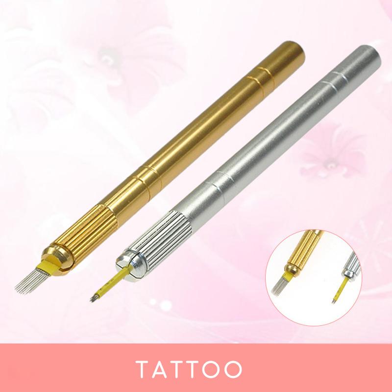 New Manual Tattoo Needles Blades Pen Lip Body Eyebrow Tattoo Permanent Makeup Pen Machine Pen Lip Eyebrow Tattoo 3D Tools 2017
